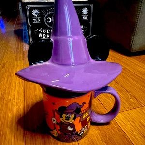 Mickey Mouse Halloween mug with witch hat topper